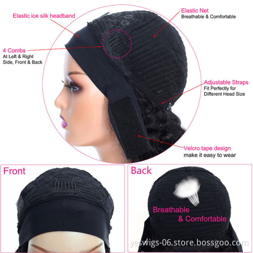 150% 180% 200% Density Quality Human Hair Highlight Headband Wigs In Lace Machine Made None Lace Wigs Cheap Wig For Black Women